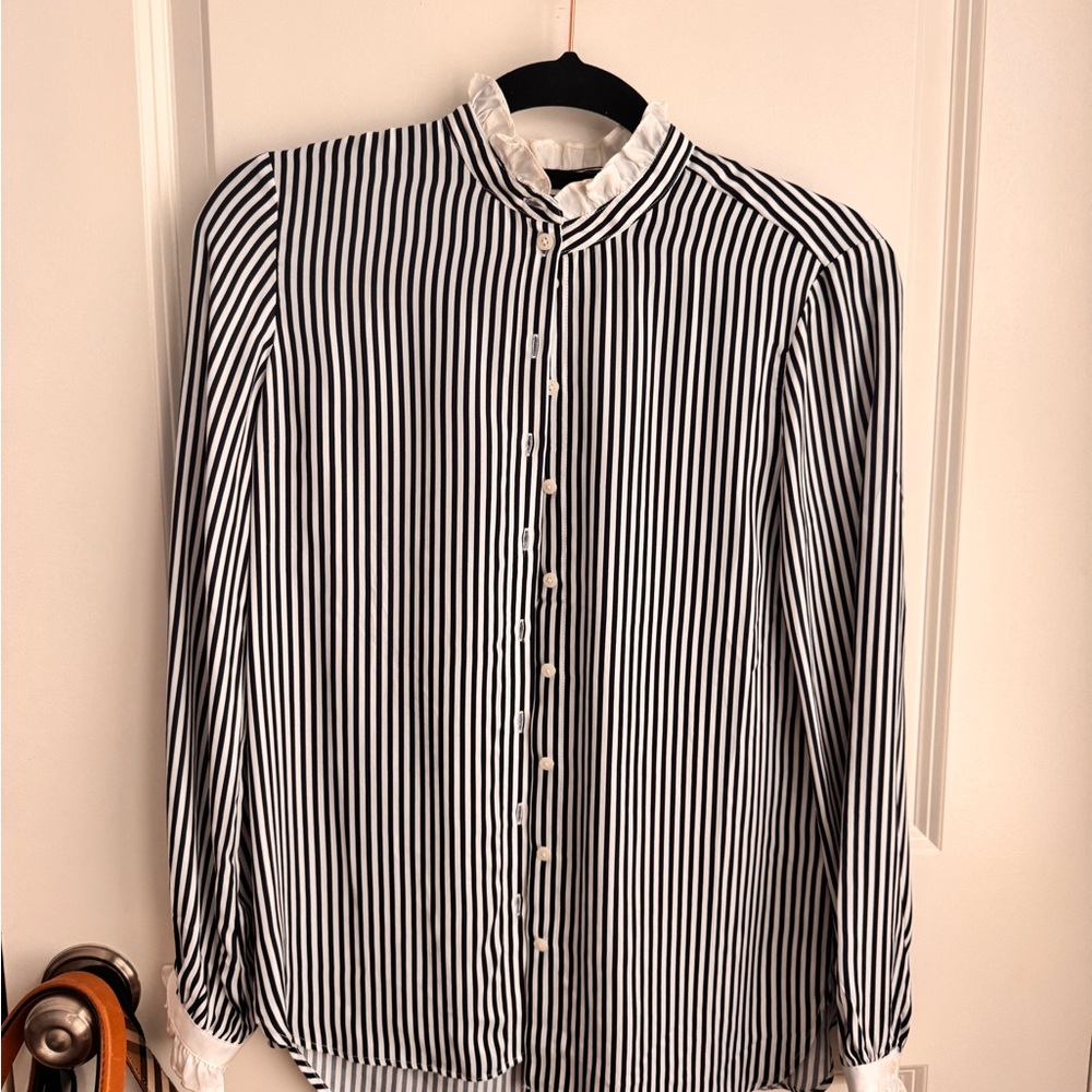 J. Crew Navy and White Striped Women's Top